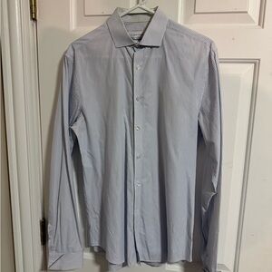 Calvin Klein Men's Blue French Cuff Striped Shirt